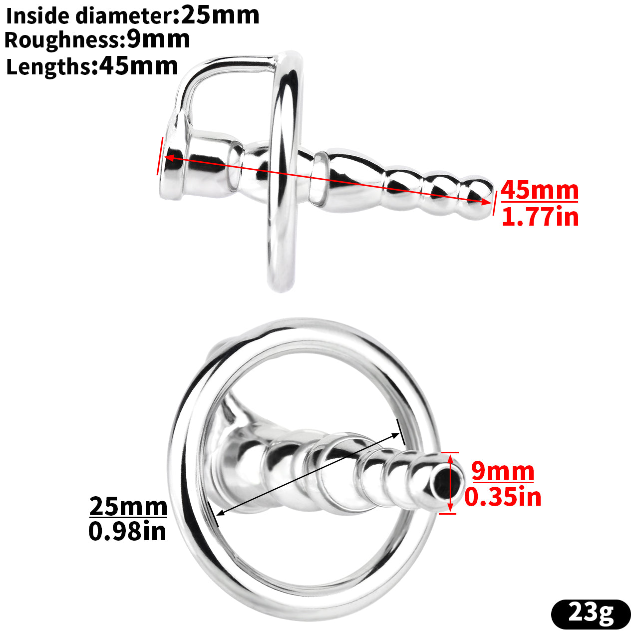 Hollow Urethral Sound with Penis Ring | F3253 - FRRK