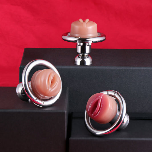 Large Flat Plate Inverted Chastity Cage With Pussy, F3405 - FRRK