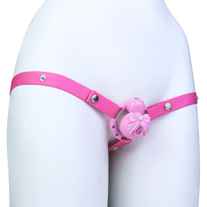 ABS Resin Rhinestone Bowknot Pot Lid Chastity Cage | AS605