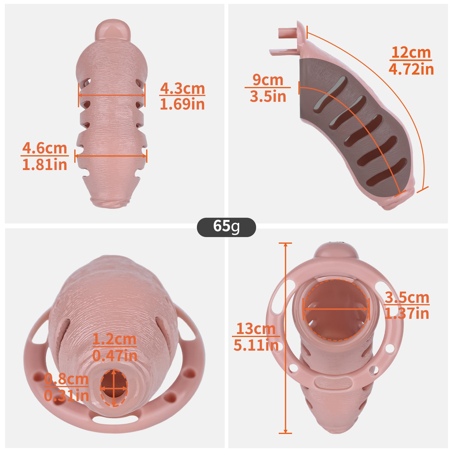 ABS Resin Realistic Dick Chastity Cage – Fully Enclosed Type AS037