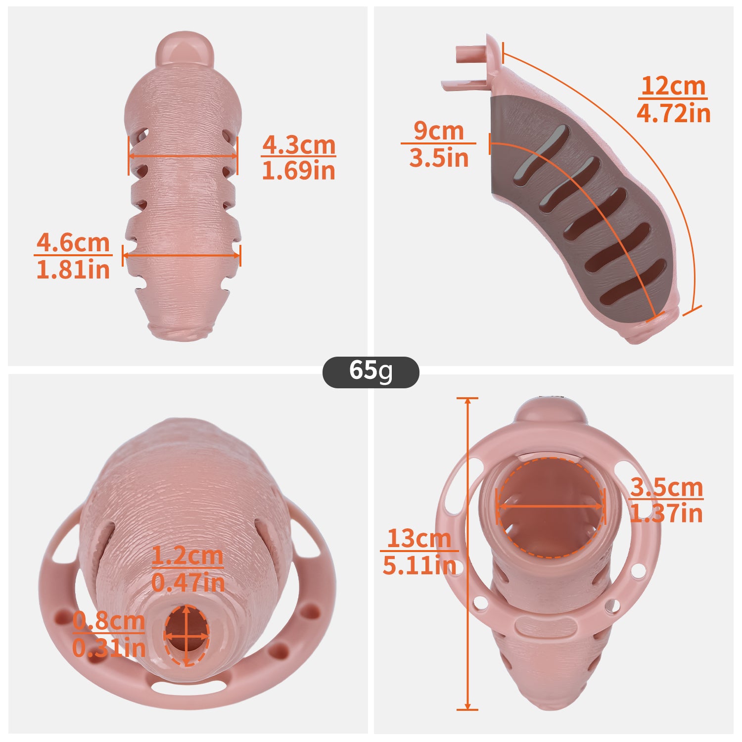 ABS Resin Realistic Dick Chastity Cage – Fully Enclosed Type AS037