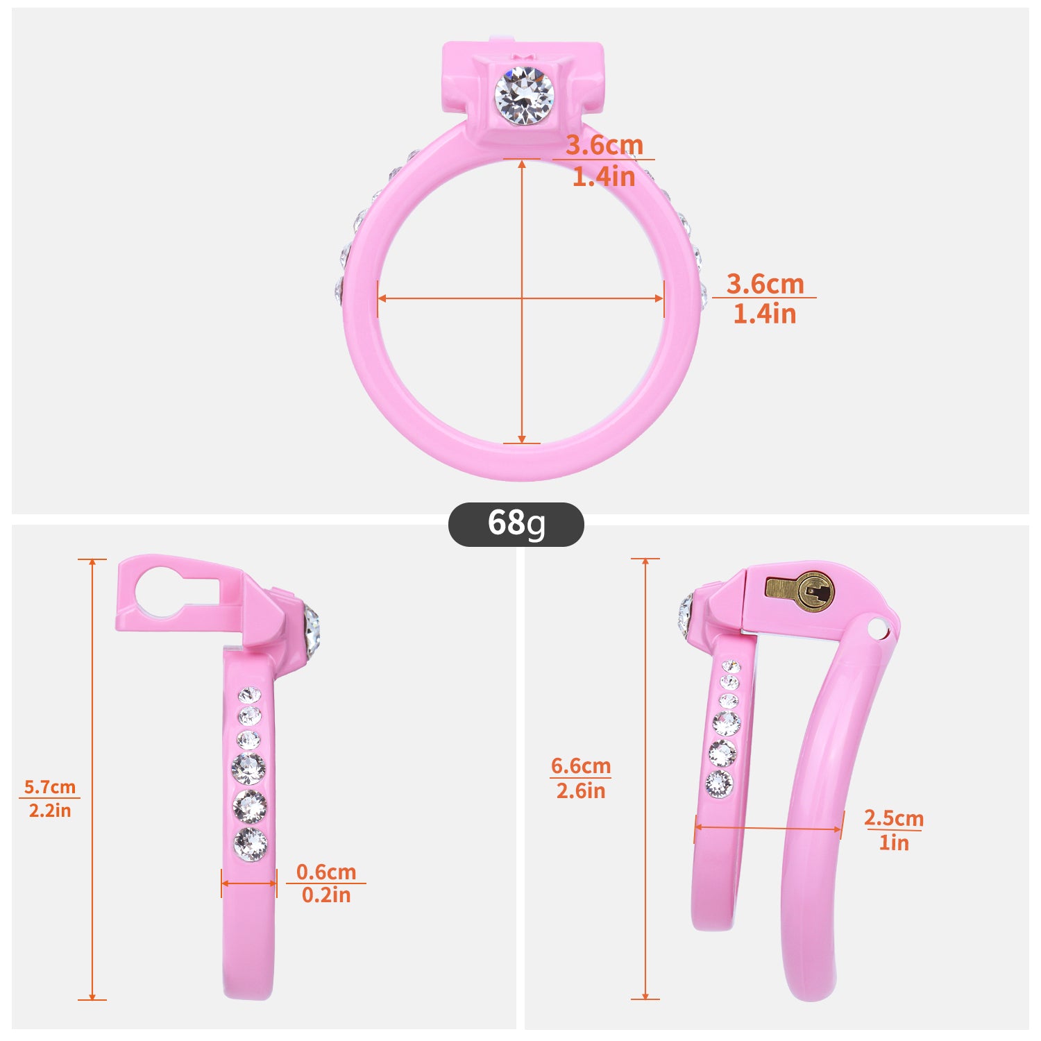 ABS Resin Rhinestone Dual Cock Ring Chastity Cage | AS602