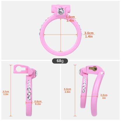 ABS Resin Rhinestone Dual Cock Ring Chastity Cage | AS602