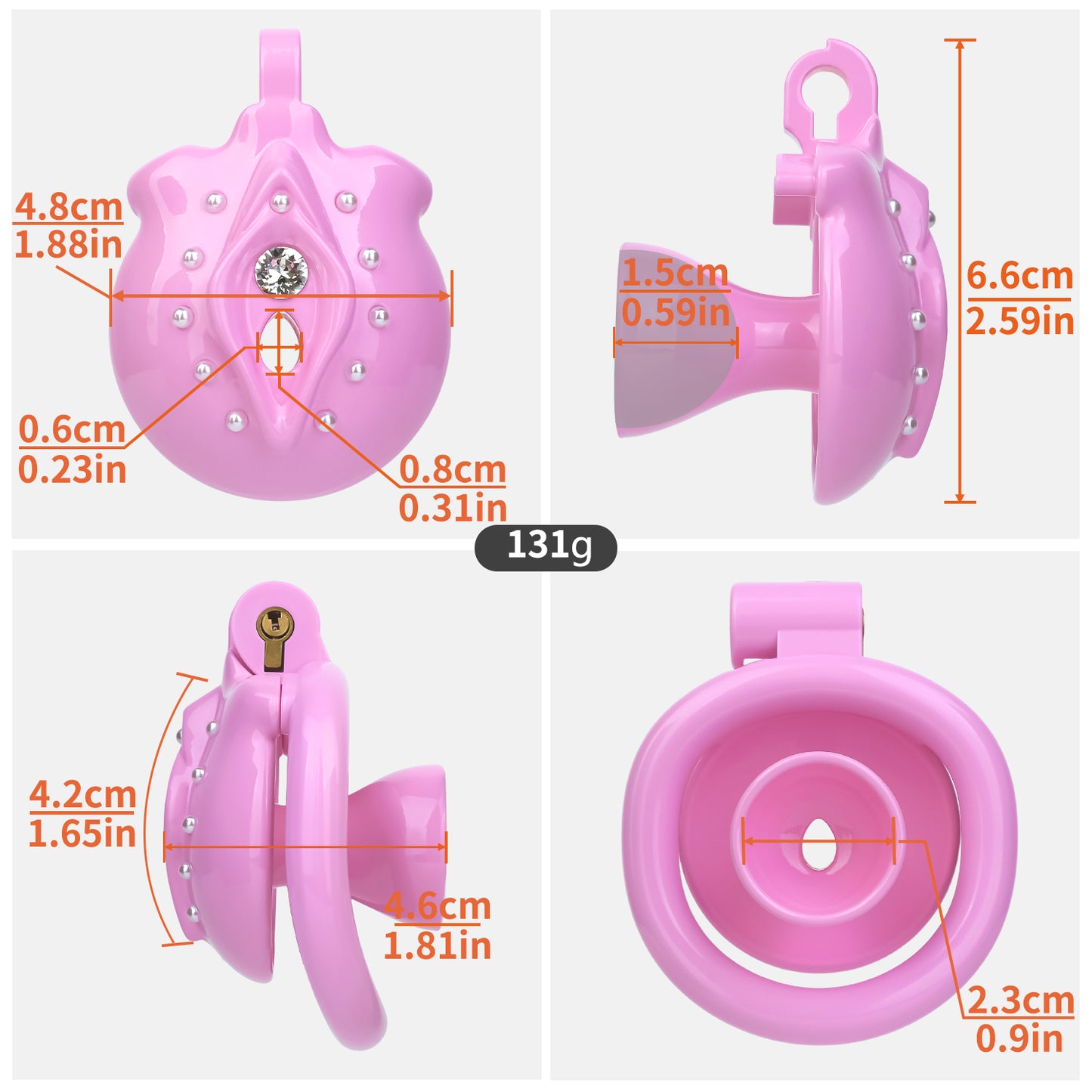 ABS Resin Rhinestone Inverted Pussy Chastity Cage | AS604