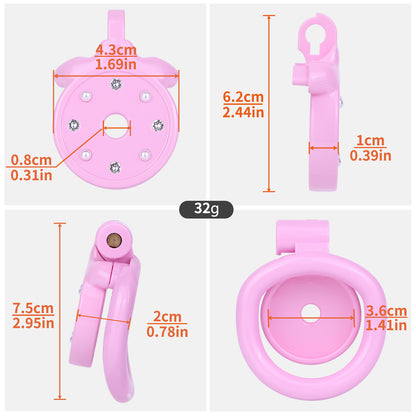 ABS Resin Rhinestone Flat Chastity Cage | AS606