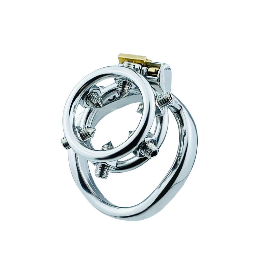 Double Penis Rings Welded Spikes Chastity Cage, F3132 - FRRK