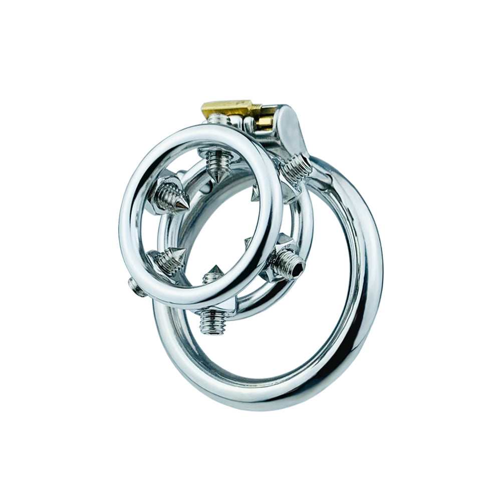 Double Penis Rings Welded Spikes Chastity Cage, F3132 - FRRK