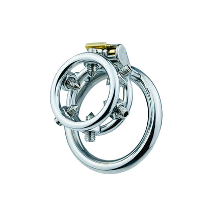 Double Penis Rings Welded Spikes Chastity Cage, F3132 - FRRK