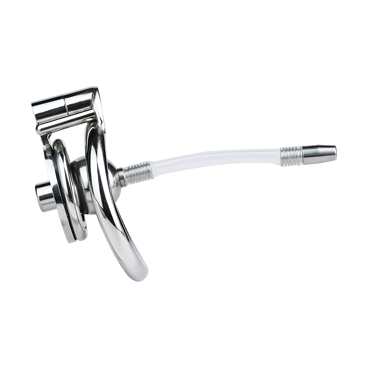 Flat Chastity Cage with Solid Metal Negative Ball and Catheter, F3189 - FRRK