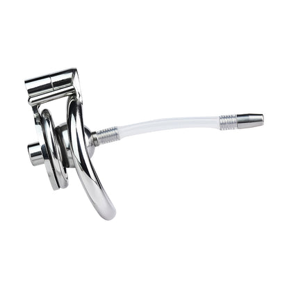 Flat Chastity Cage with Solid Metal Negative Ball and Catheter, F3189 - FRRK