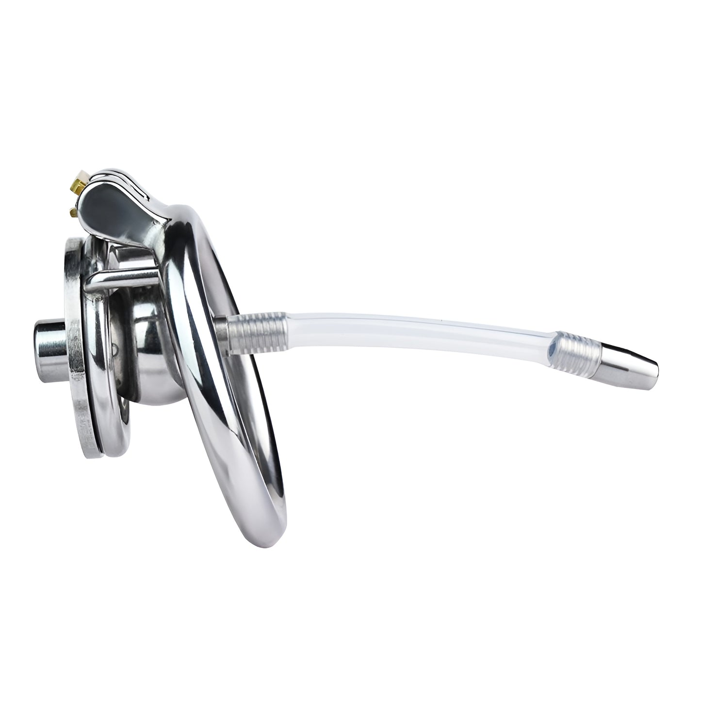Flat Chastity Cage with Solid Metal Negative Ball and Catheter, F3192 - FRRK