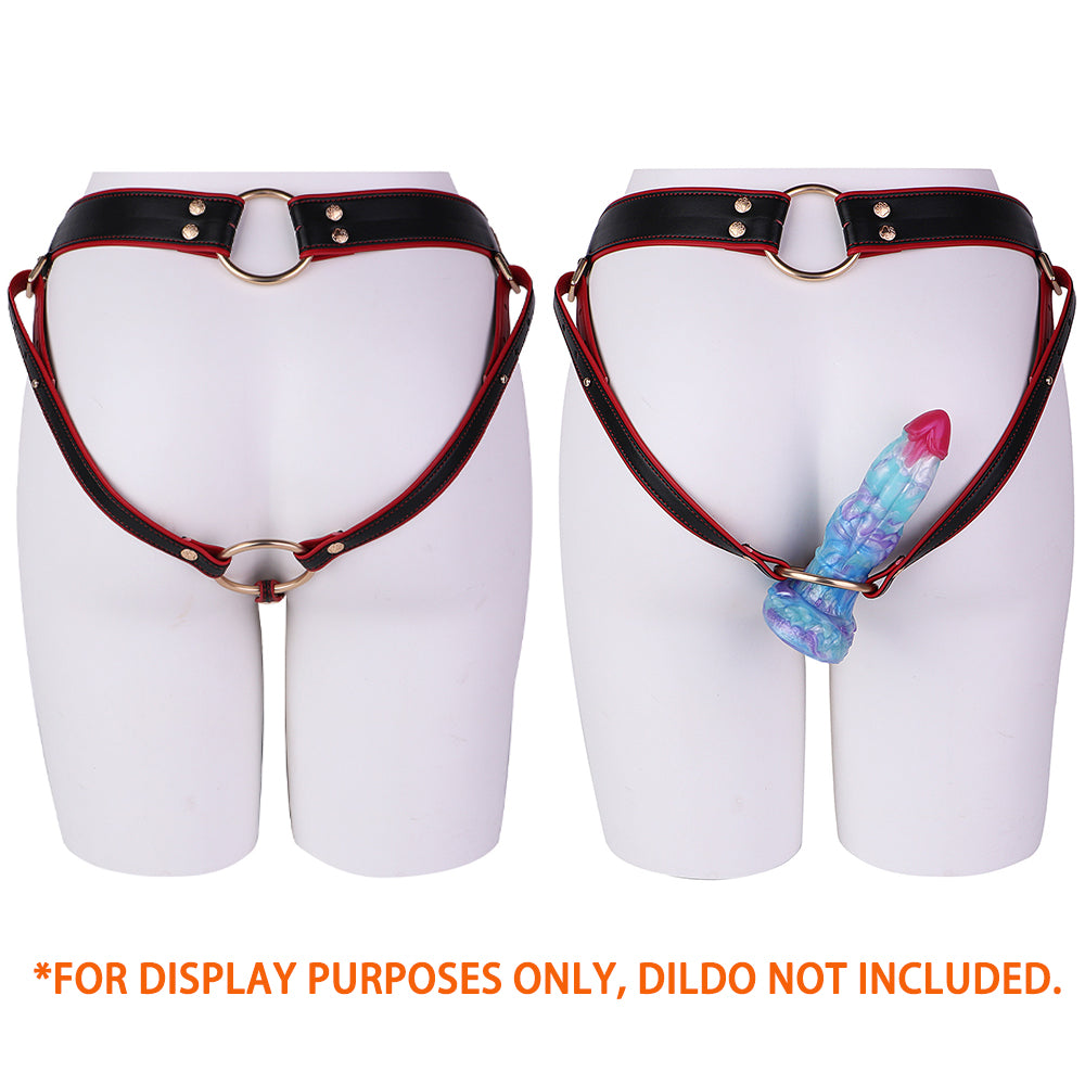 Lockable Leather Harness Chastity Cage | DV9031
