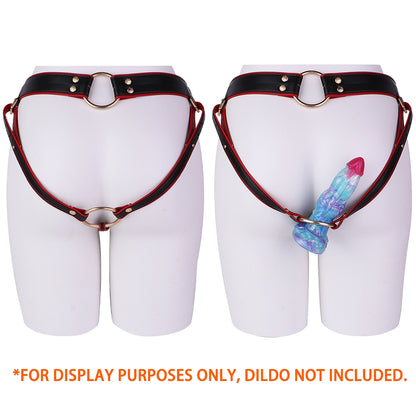 Lockable Leather Harness Chastity Cage | DV9031