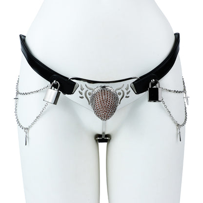 Silver Scale Lockable Harness Bondage Chastity Pants | F363A