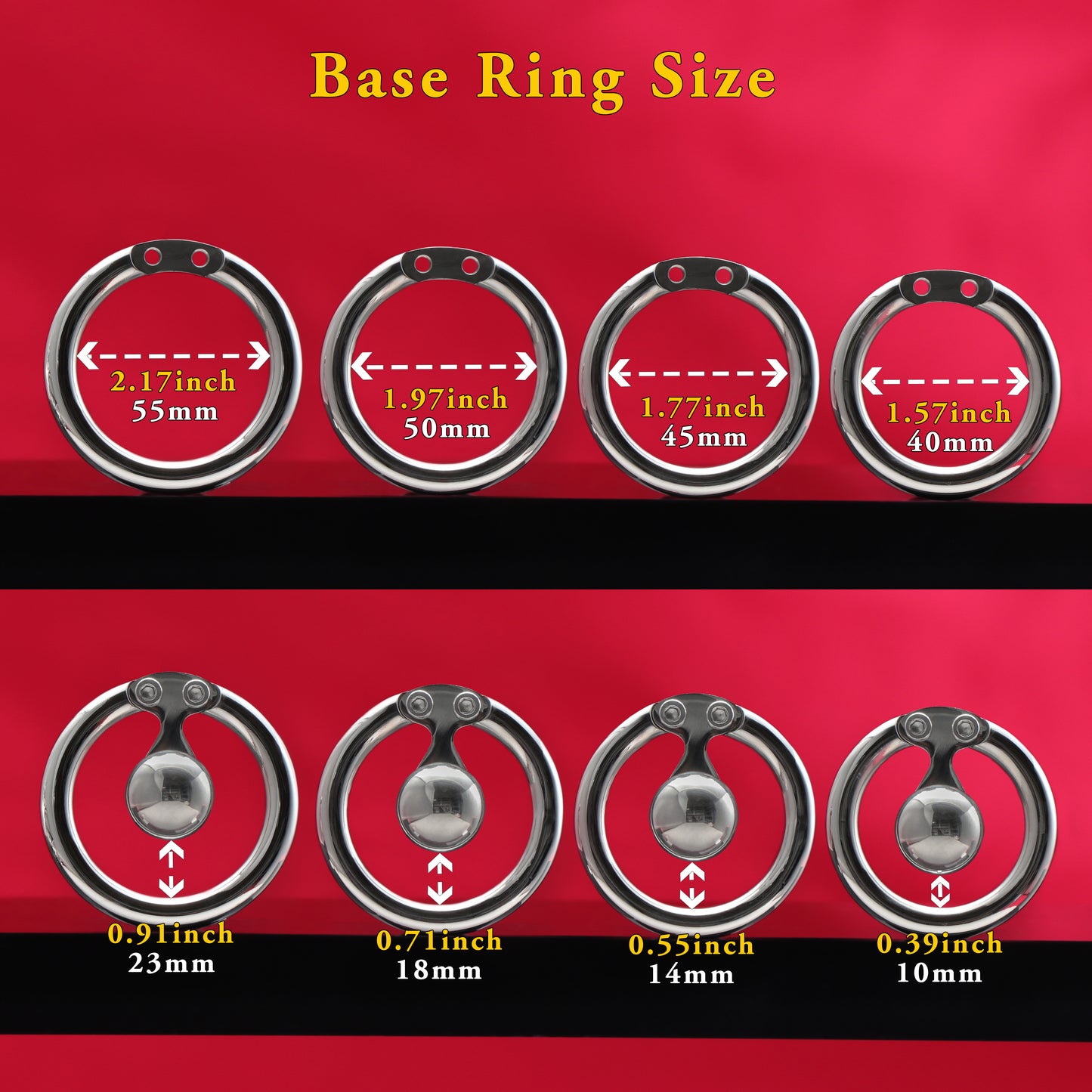 Negative Long Bar Ball Inverted Steel Flat Chastity Cage, F3159 - FRRK