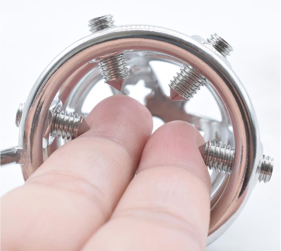 37mm Diameter Large Male Chastity Cage with Screw Spiked, F3069 - FRRK