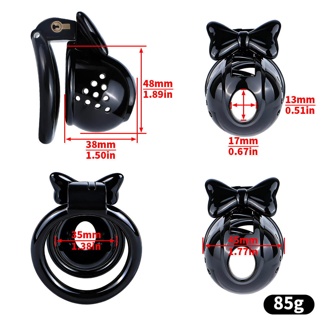 Black Bowtie Elegant Sissy Maid Chastity Cage | F321A