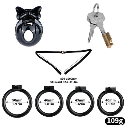 Black Bowtie Elegant Sissy Maid Chastity Cage | F321A