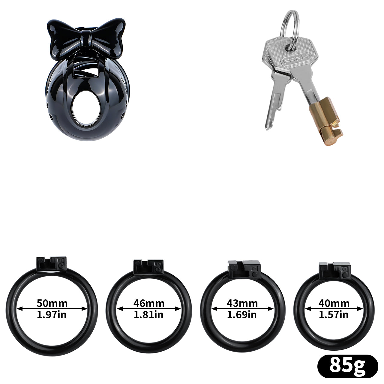 Black Bowtie Elegant Sissy Maid Chastity Cage | F321A