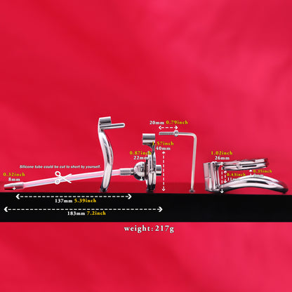 Flat Chastity Cage with Solid Metal Negative Ball and Catheter, F3189 - FRRK