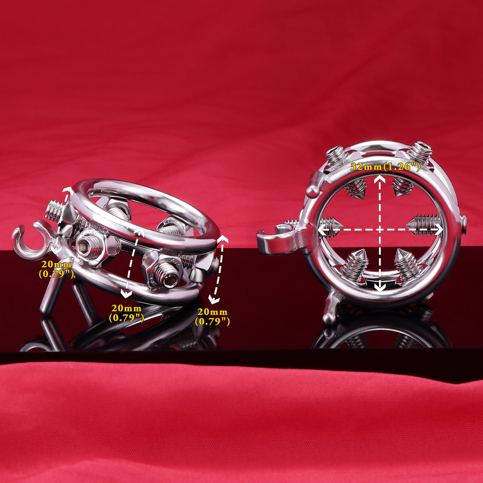 Double Penis Rings Welded Spikes Chastity Cage, F3132 - FRRK