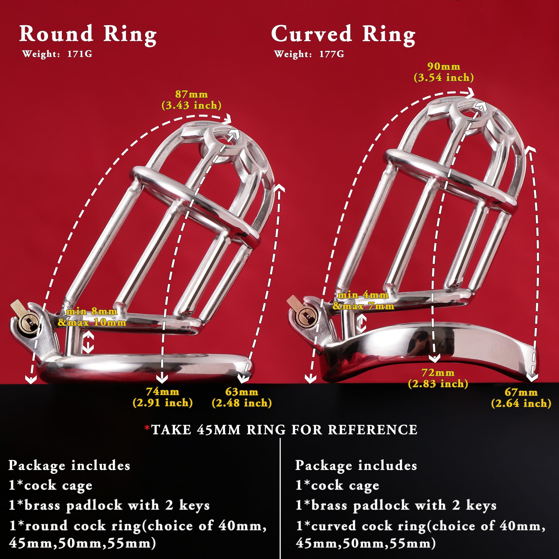 Male Chastity Full Steel Lock-Cock Penis Cage, F3010 - FRRK