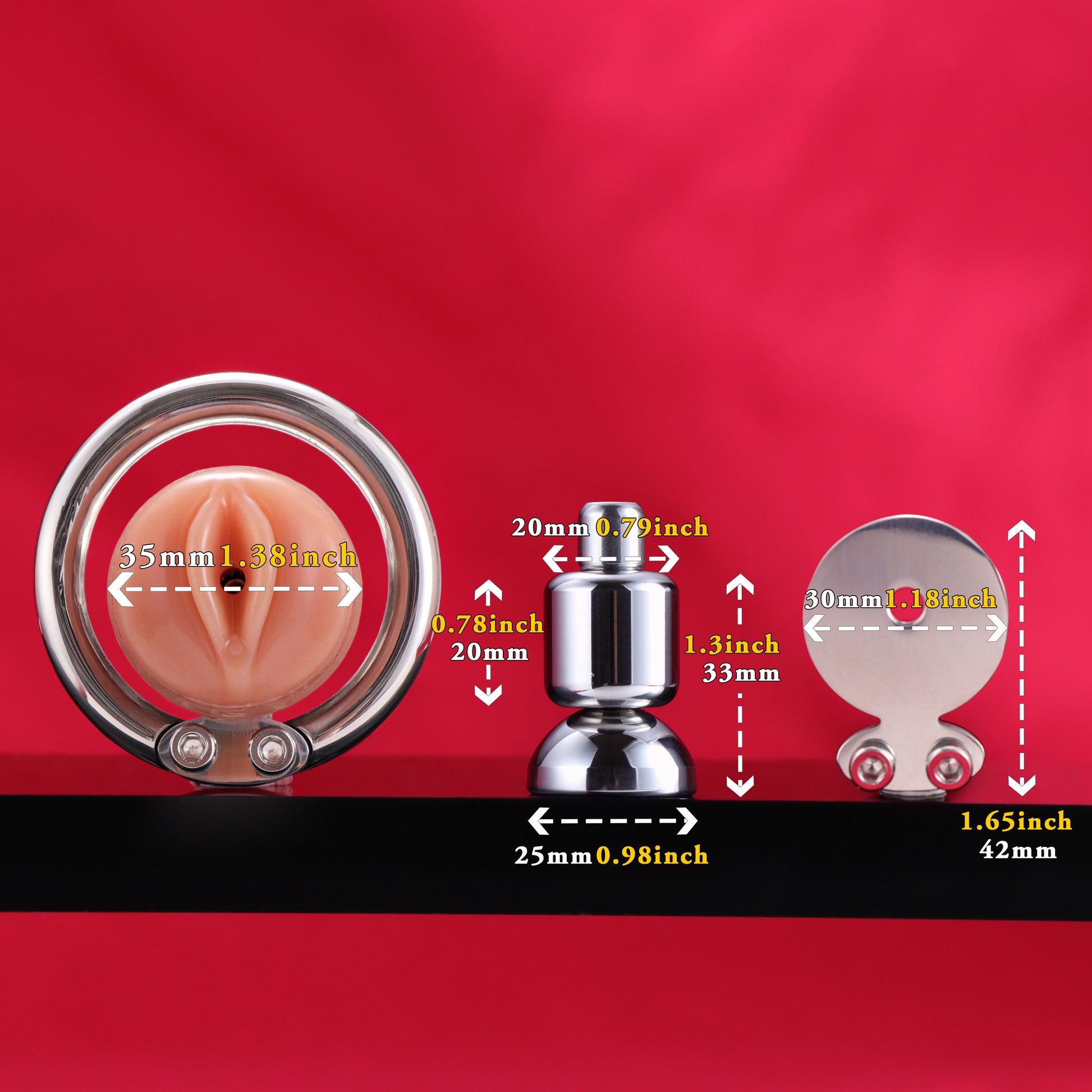 Large Flat Plate Inverted Chastity Cage With Pussy, F3405 - FRRK