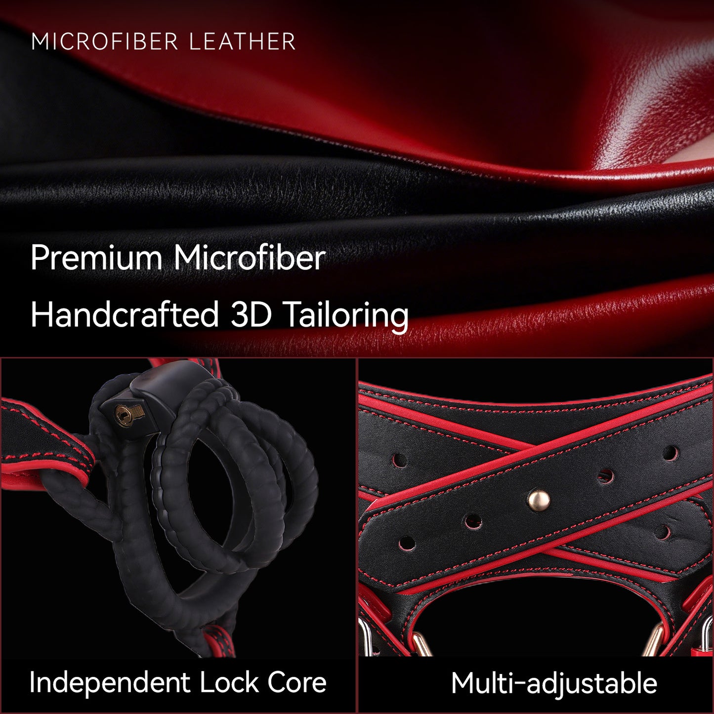 Lockable Leather Harness Chastity Cage | DV9031
