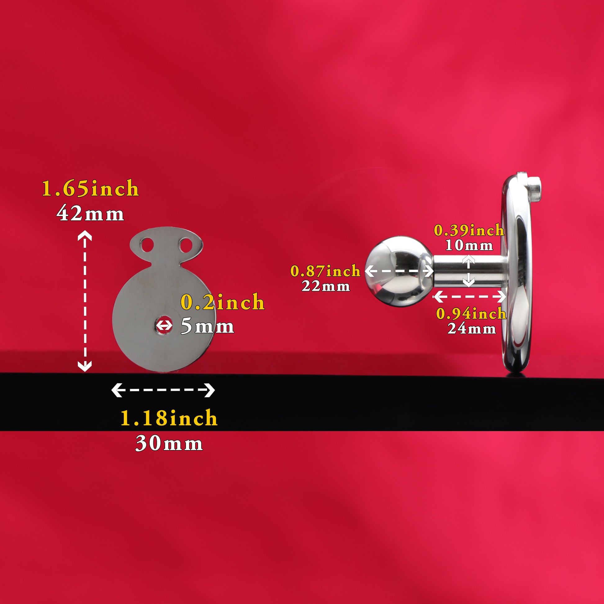 Flat Disc Chastity Cage With Inverted Steel Long Bar Ball, F3162 - FRRK