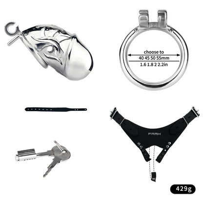 Metal Chastity Dick Locking Cage- Silver