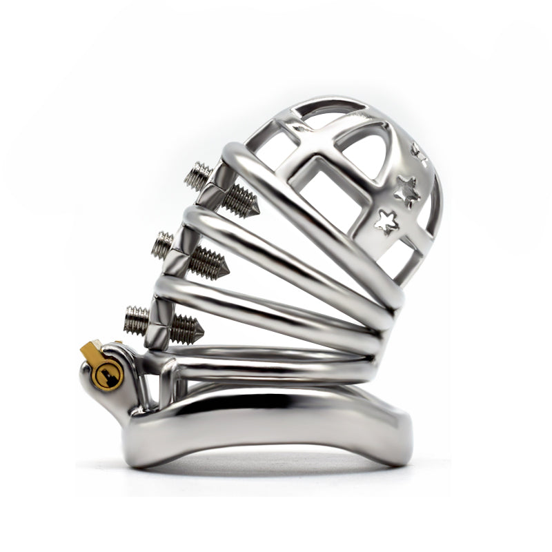37mm Diameter Large Male Chastity Cage with Screw Spiked, F3070 - FRRK