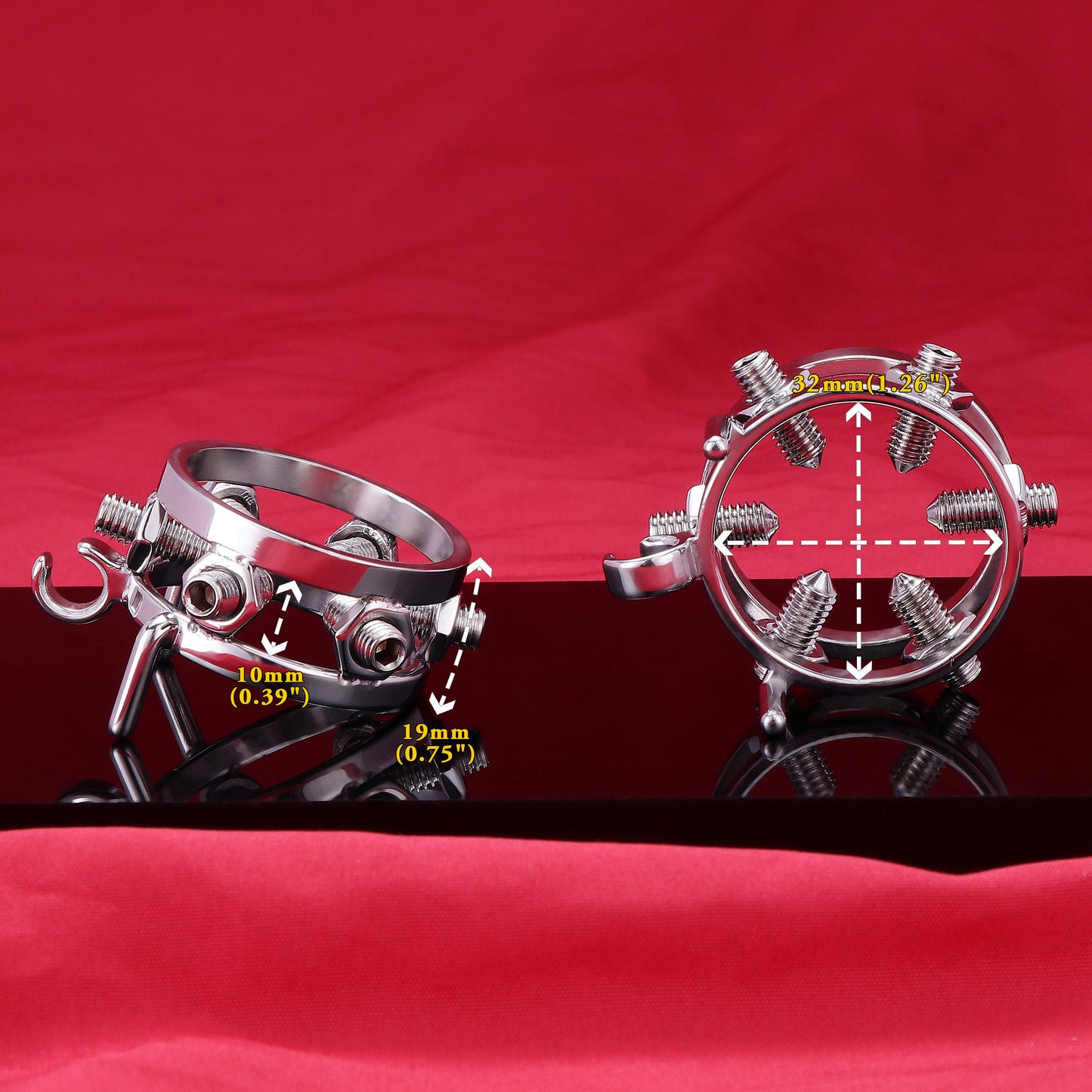 Double Penis Rings Welded Spikes Chastity Cage, F3131 - FRRK