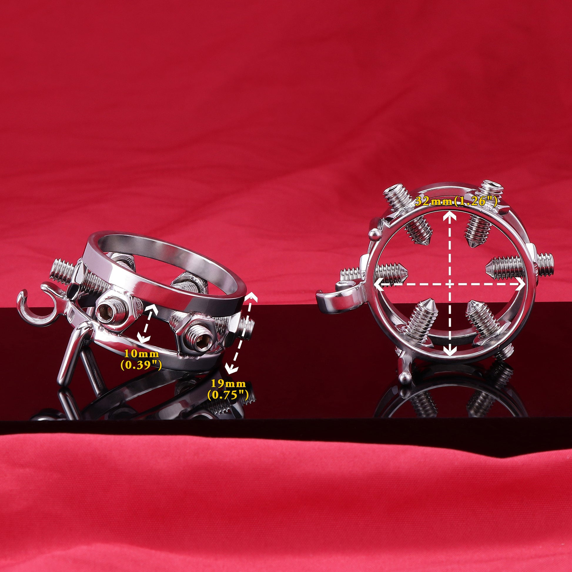 Double Penis Rings Welded Spikes Chastity Cage, F3131 - FRRK