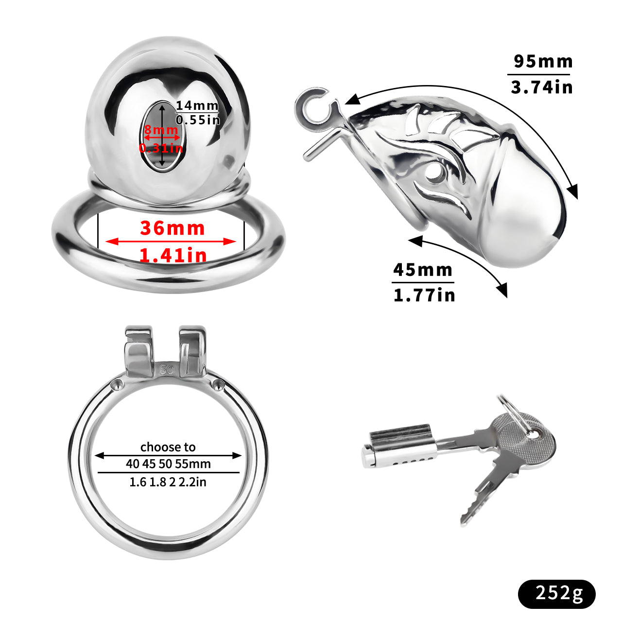 Metal Chastity Dick Locking Cage- Silver