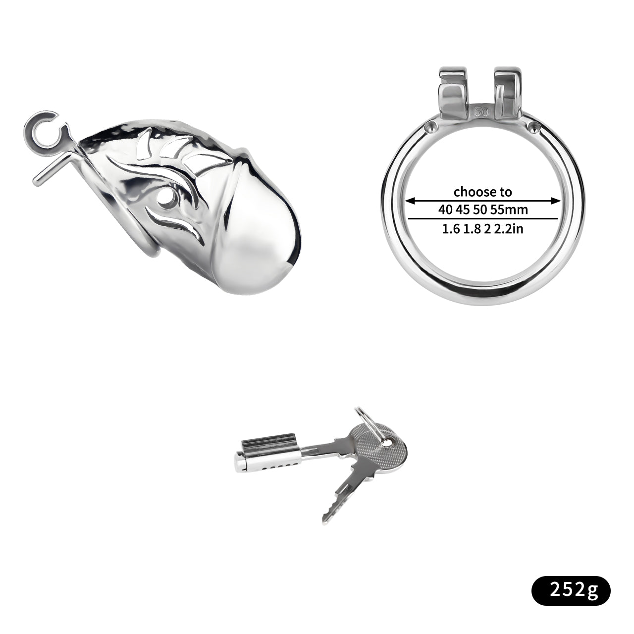 Metal Chastity Dick Locking Cage- Silver
