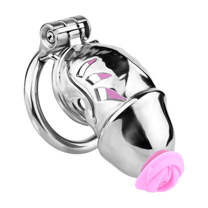Metal Chastity Dick Locking Cage- Silver