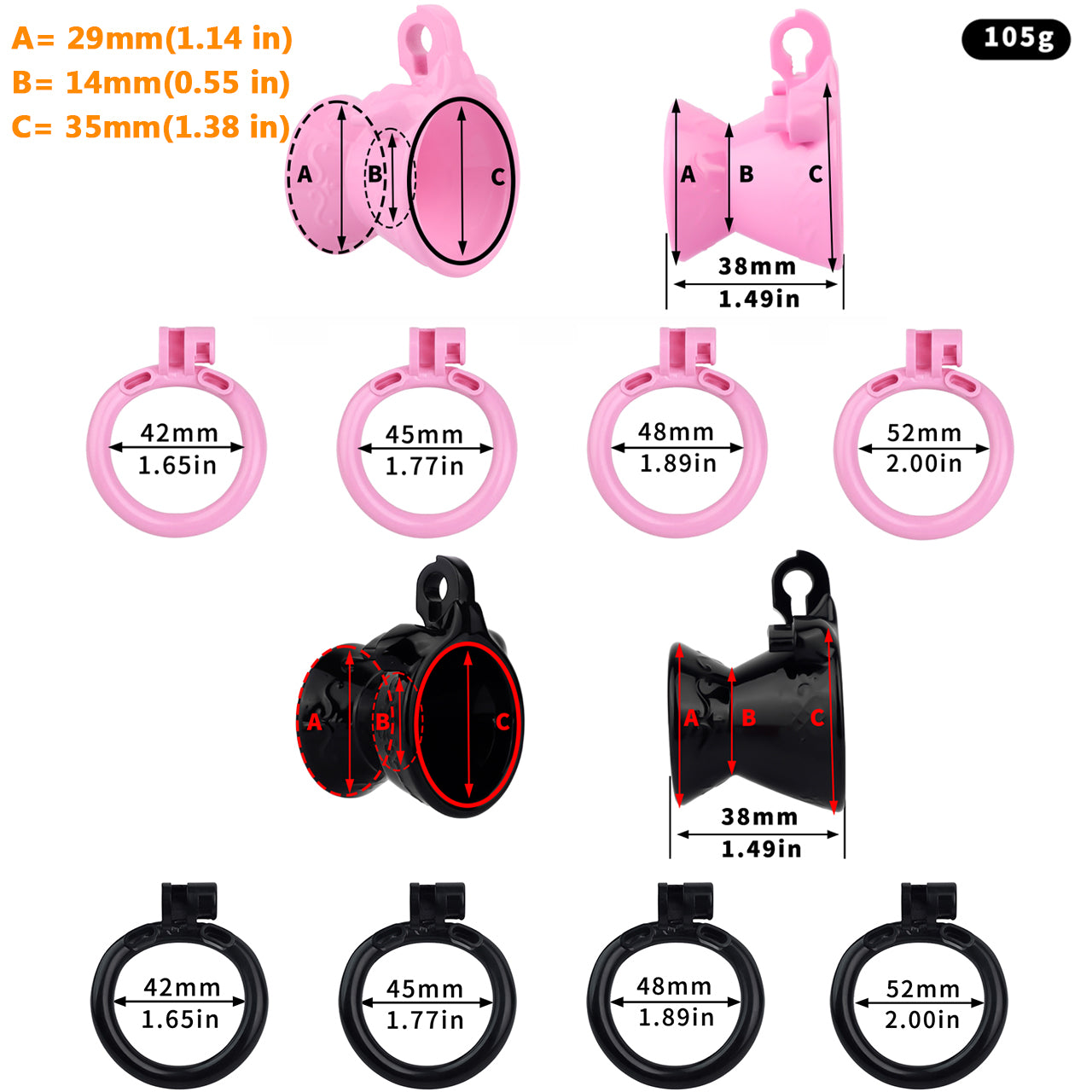 3D Printed Opening Hourglass-Shaped Chastity Cage