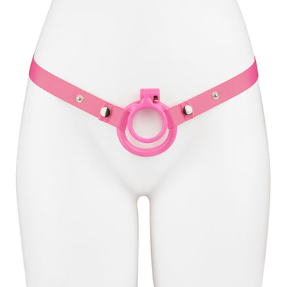 3D Printed Pink Dual Cock Ring Chastity Cage