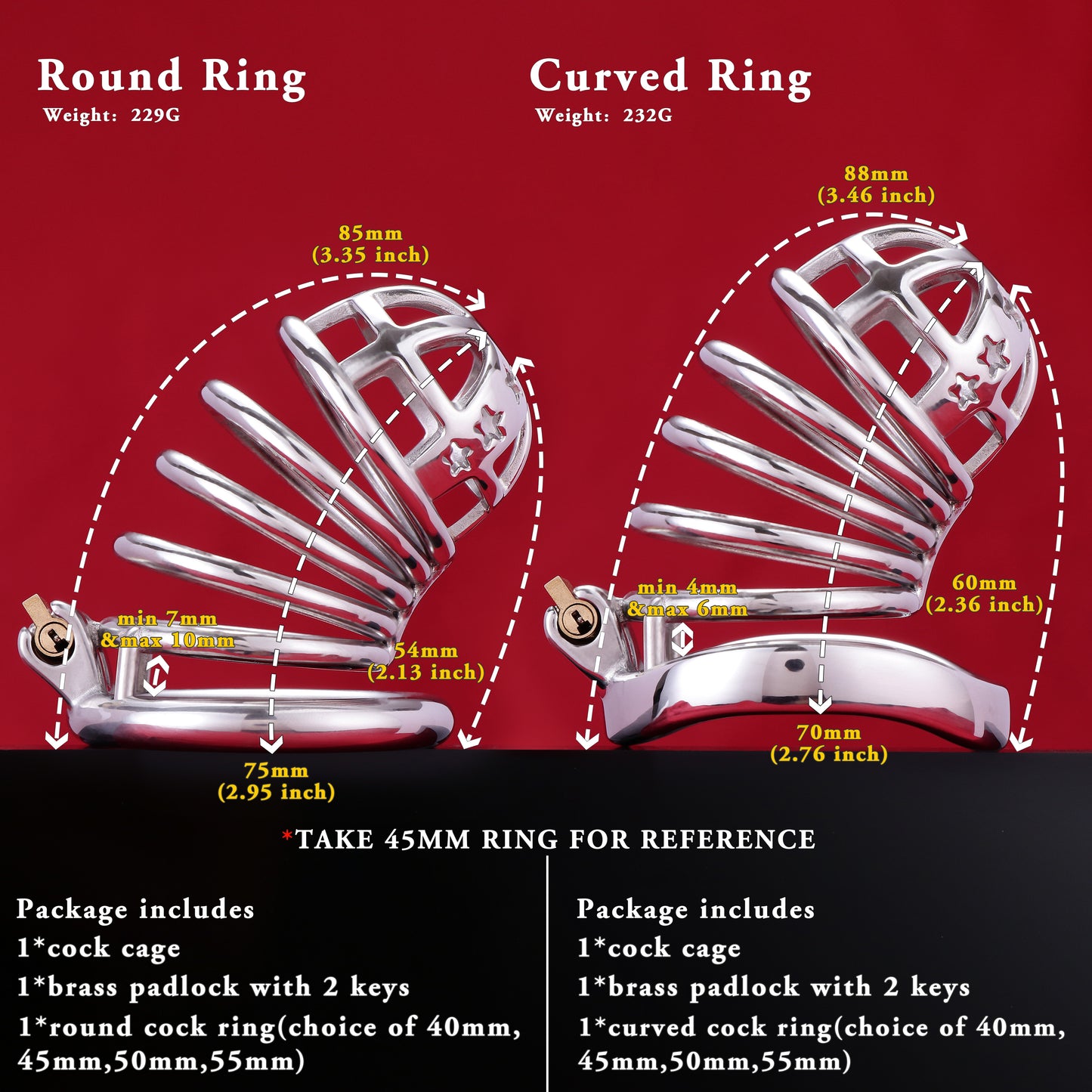 37mm Diameter Large Male Chastity Cage, F3068 - FRRK