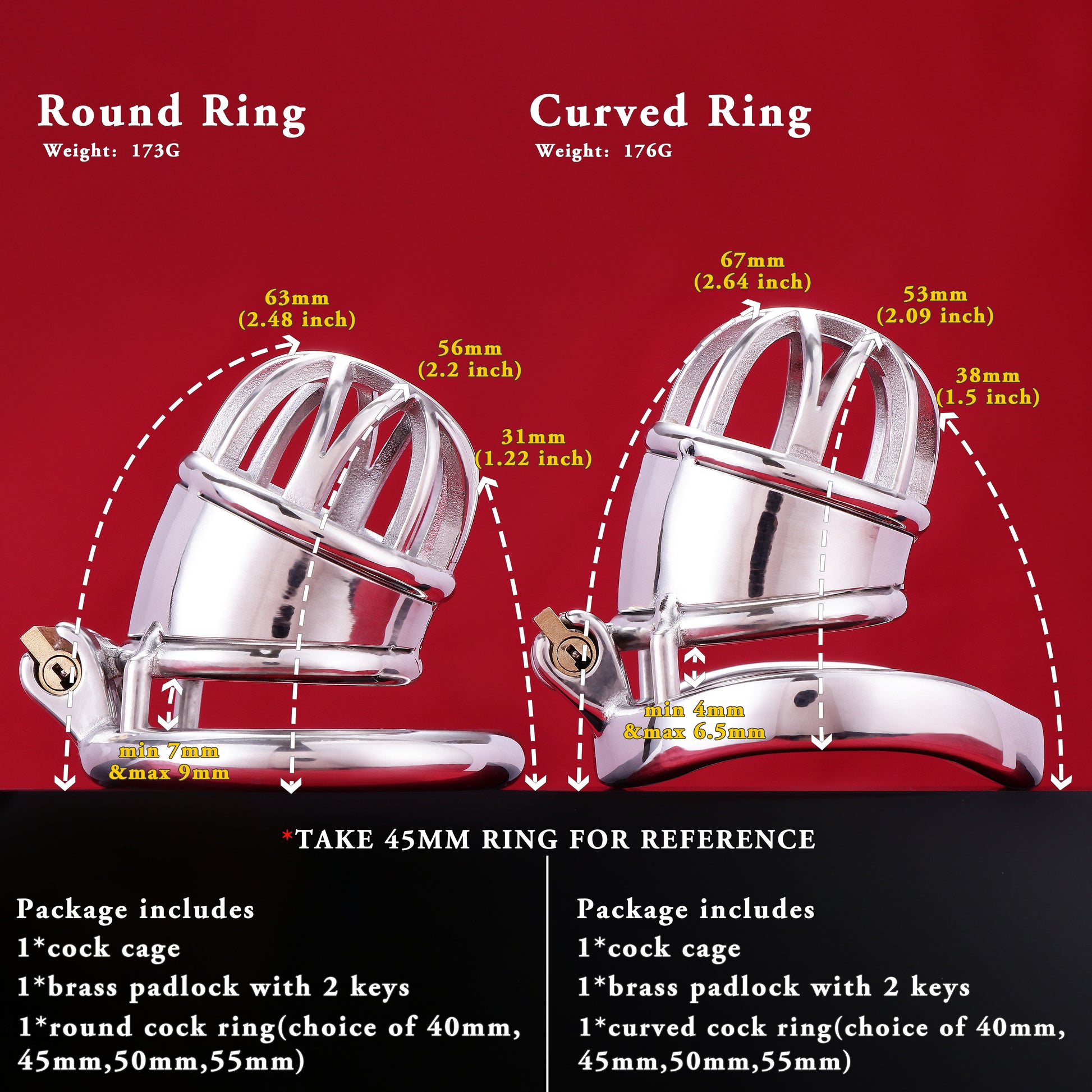 Male Chastity Cage Front Half-Moon Opening, F3094 - FRRK