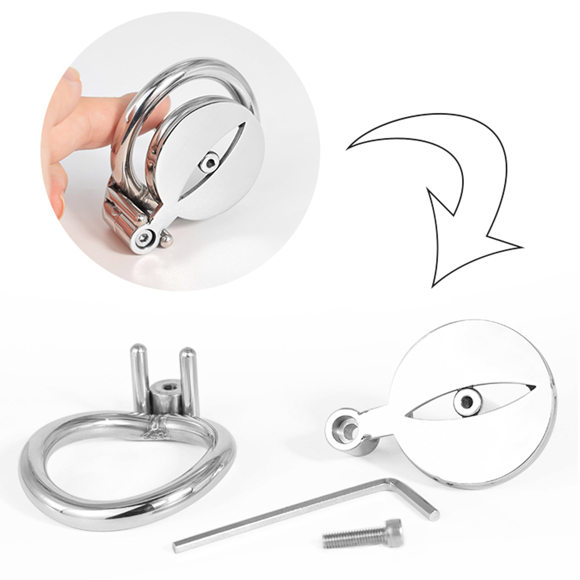 Allen Wrench Key Flat Chastity Cage with Catheter, F3072 - FRRK