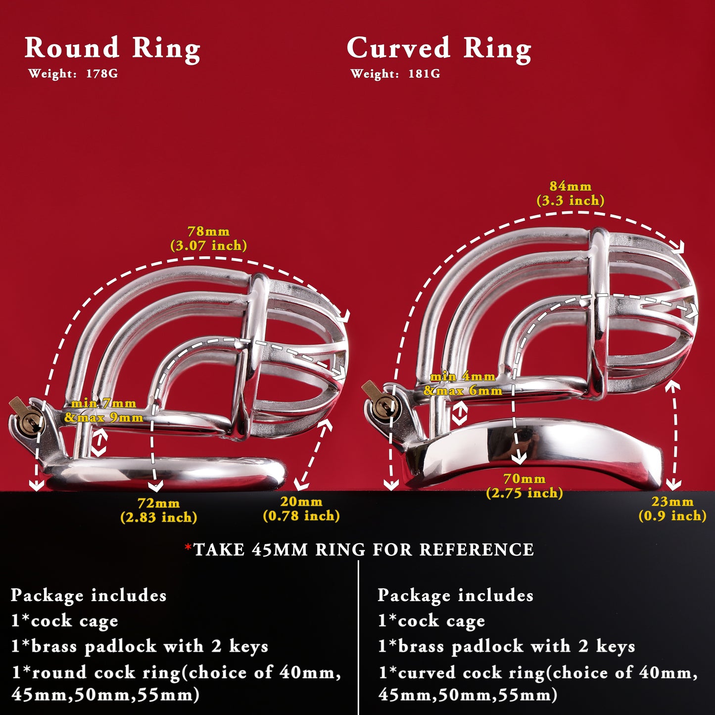 Tiny Dangling cock cage, Curve Chastity Cage Device, F3046 - FRRK