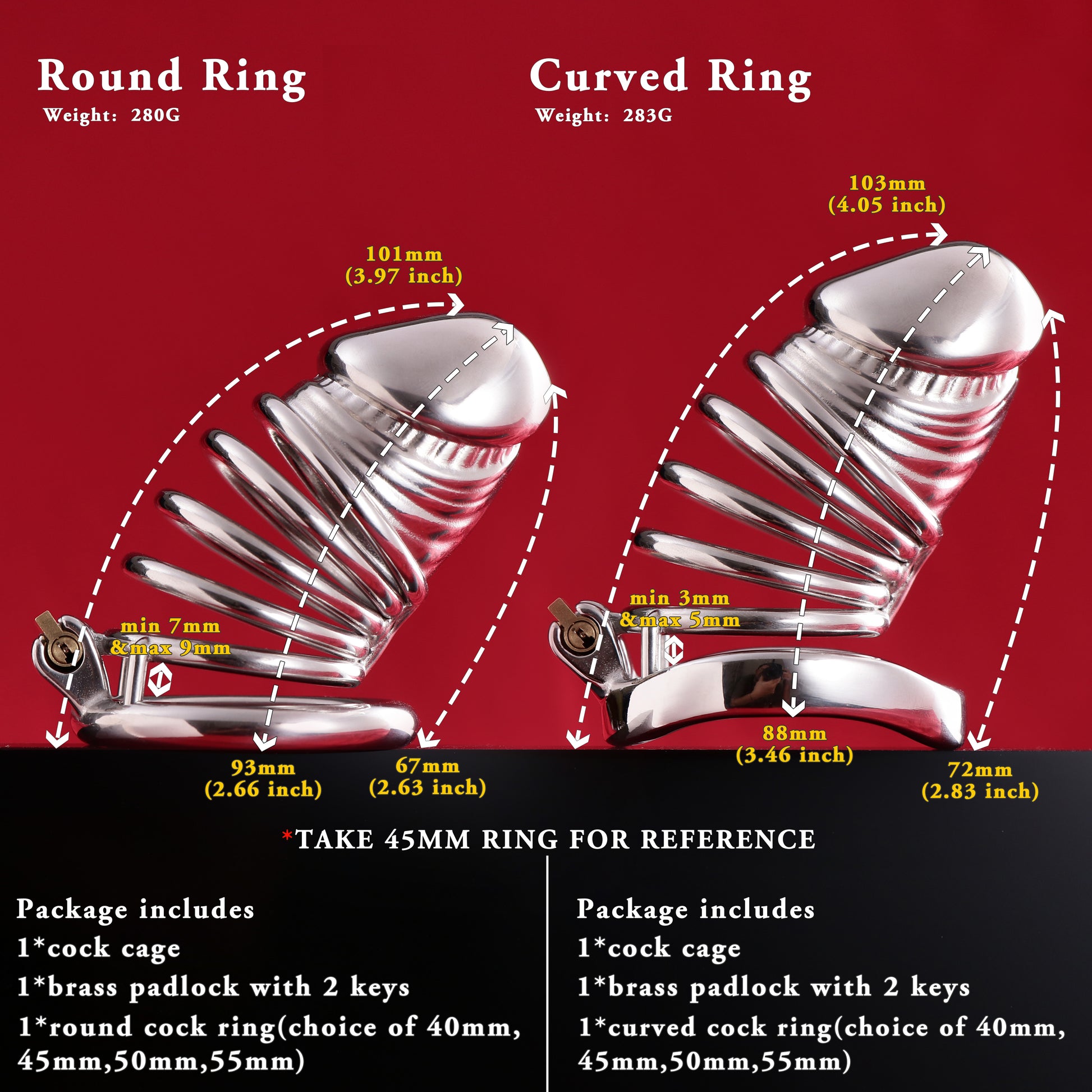 Male Solid Steel Chastity Cage, F3055 - FRRK