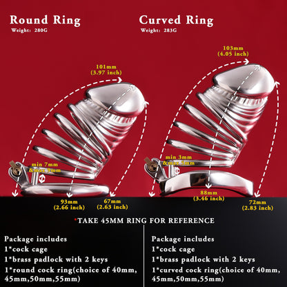 Male Solid Steel Chastity Cage, F3055 - FRRK