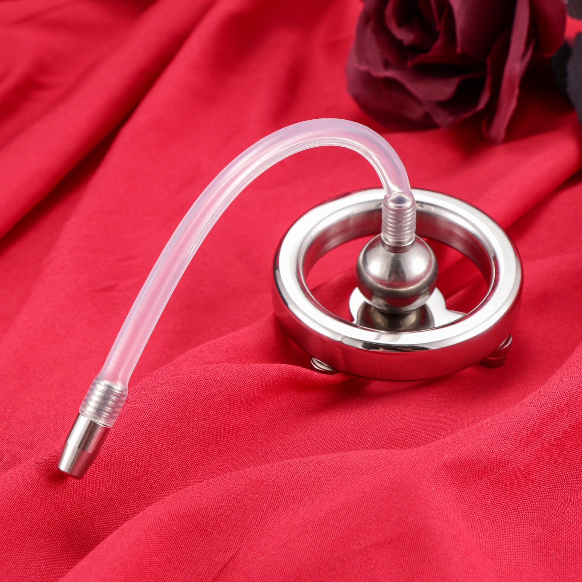 Inverted Negative Ball Flat Chastity Cage with Catheter, F3163 - FRRK