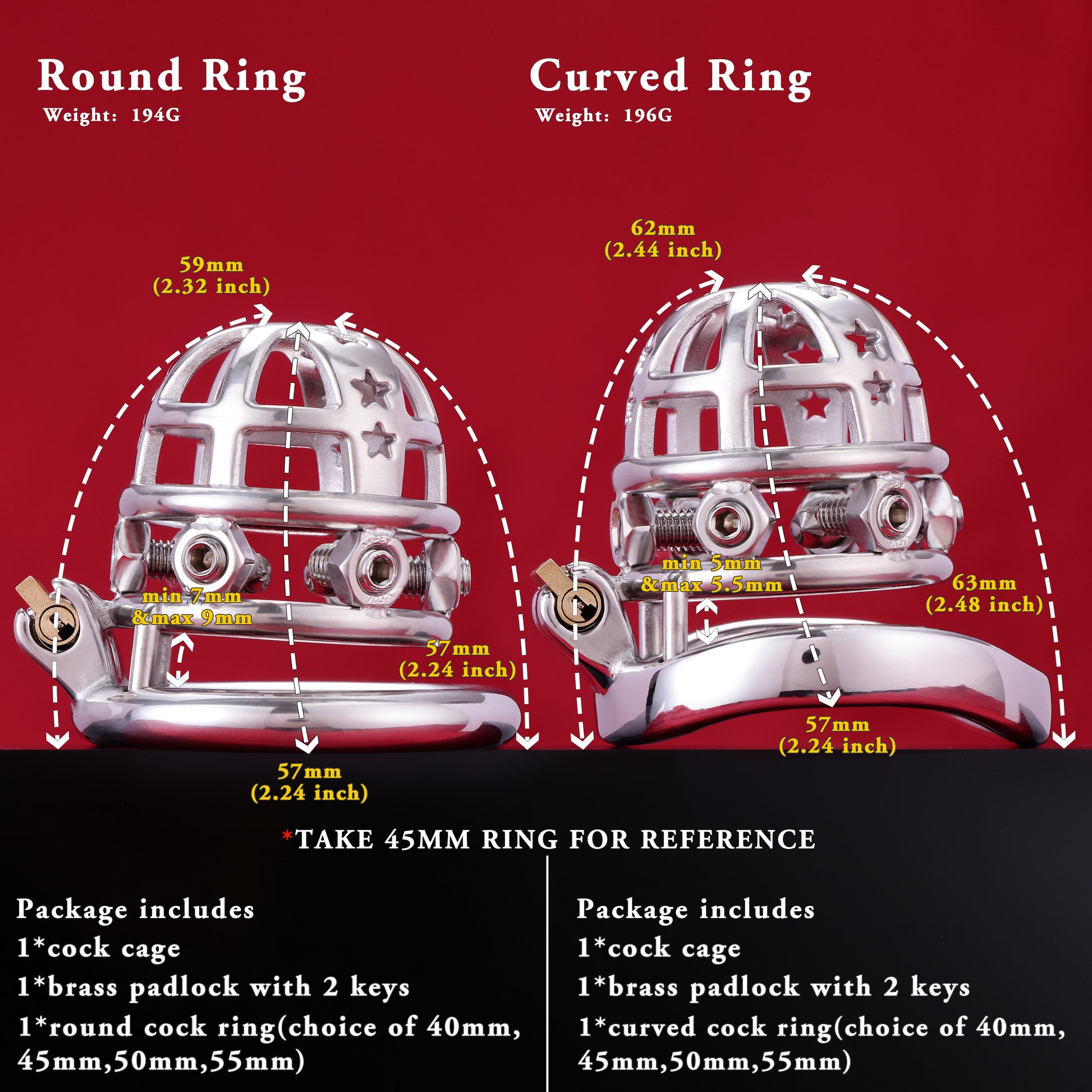 37mm Diameter Large Male Chastity Cage with Screw Spiked, F3069 - FRRK