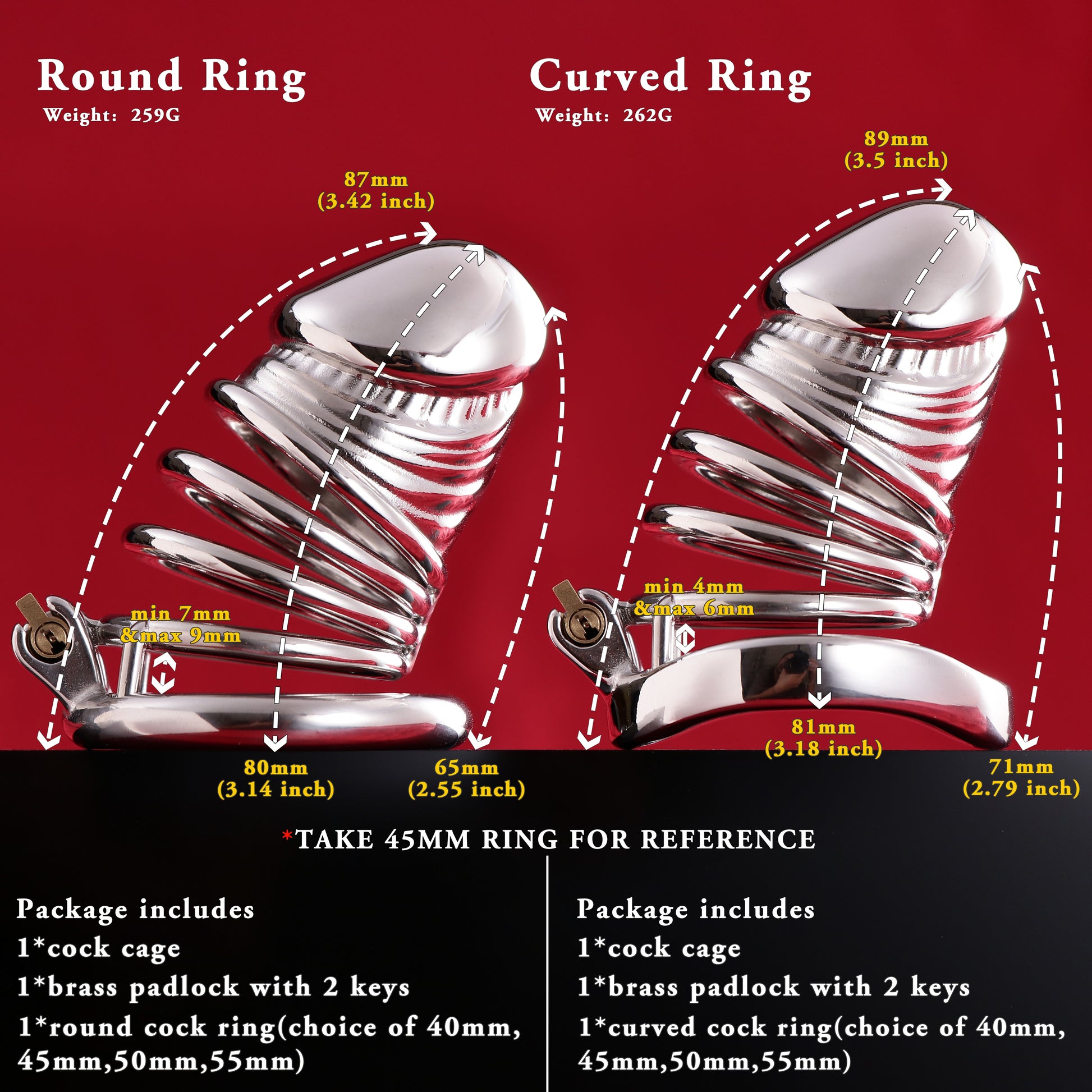 Male Solid Steel Chastity Cage, F3054 - FRRK