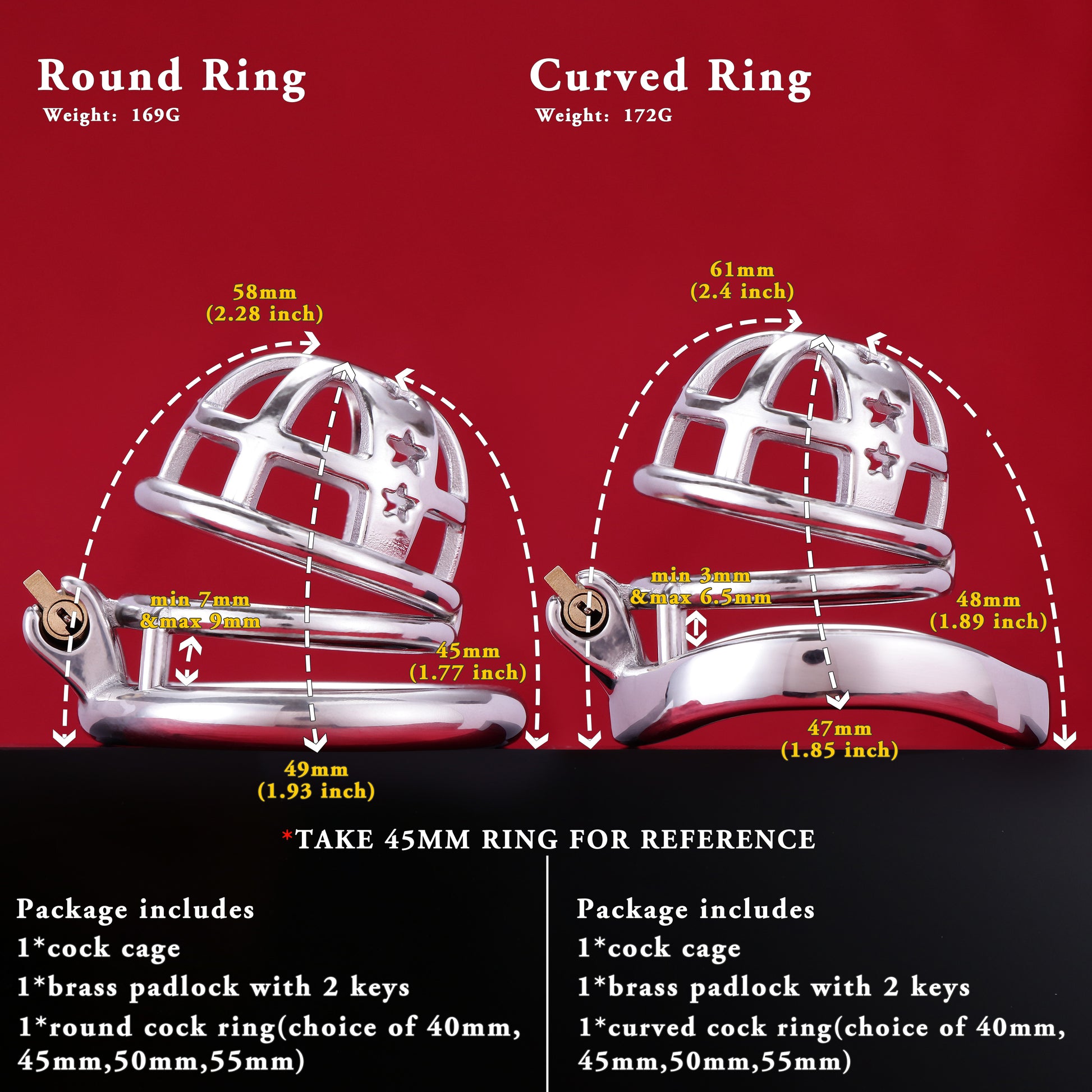 37mm Diameter Large Male Chastity Cage, F3065 - FRRK