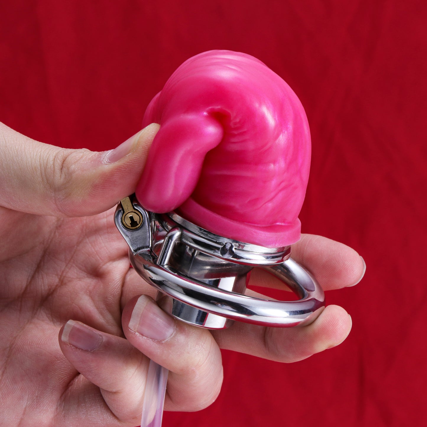 Inverted Single Cylinder Chastity Cage With Dildo & Catheter, F3407 - FRRK