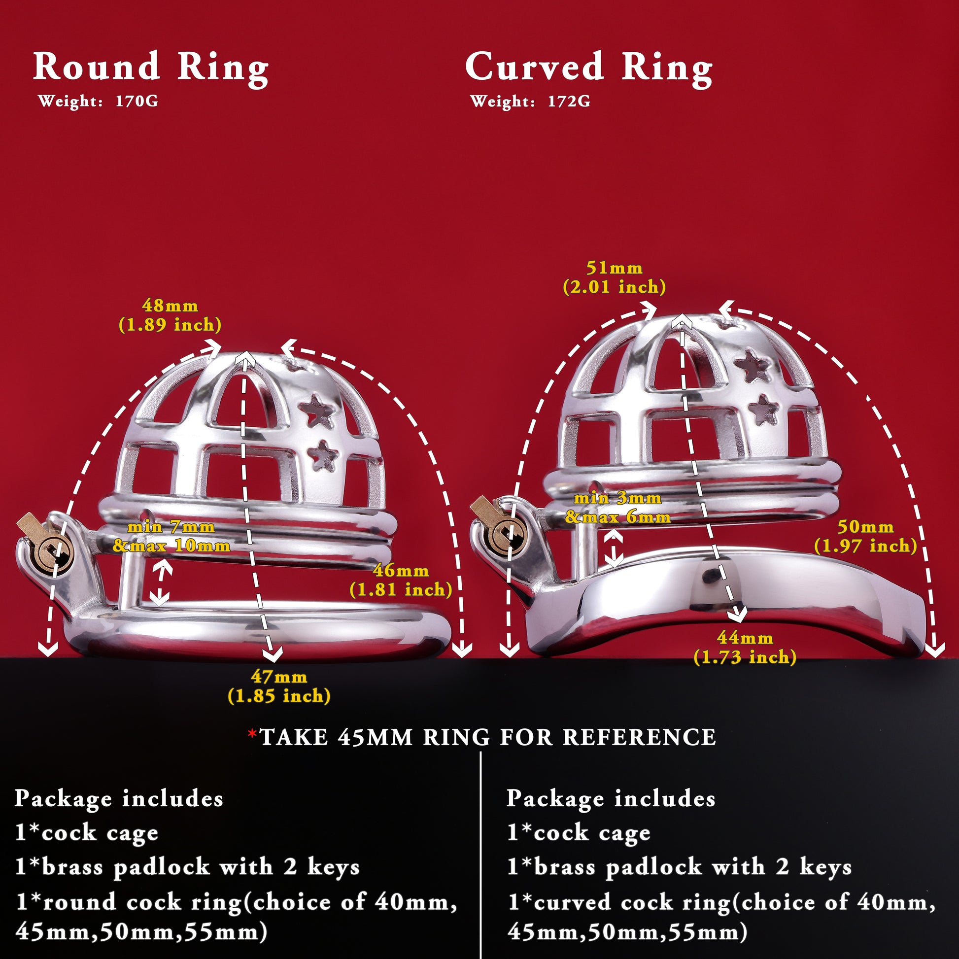 37mm Diameter Large Male Chastity Cage, F3064 - FRRK